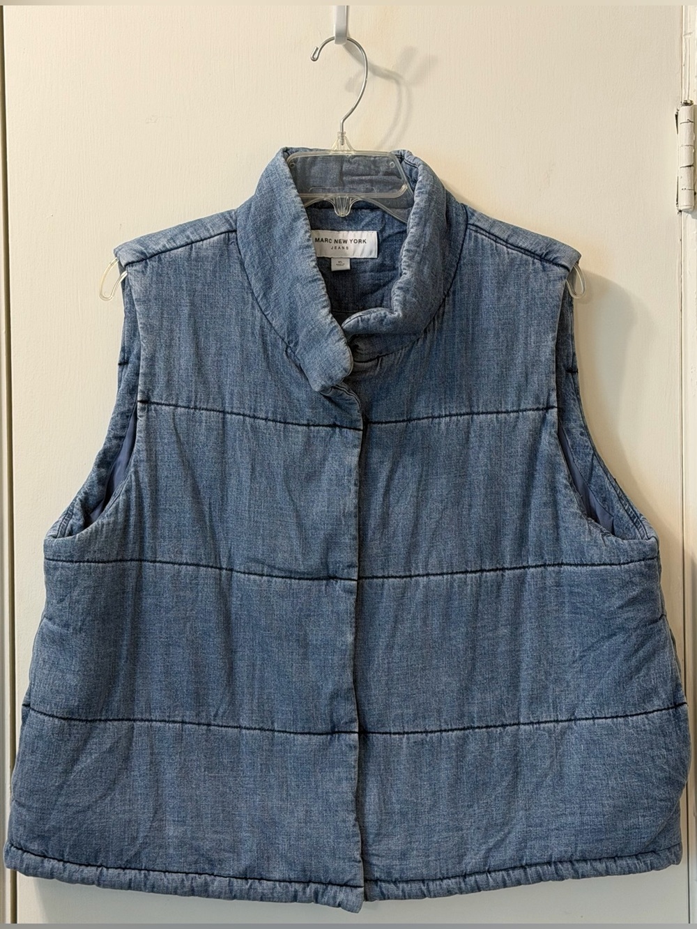 Marc New York Denim-Look Quilted Vest in Blue